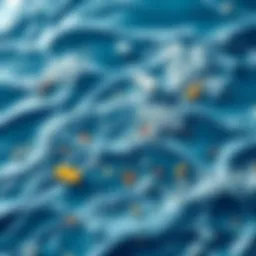 Polluted ocean waters with debris