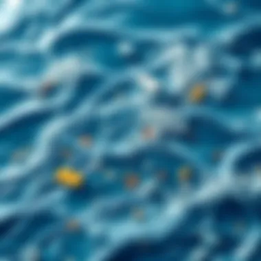 Visual representation of ocean pollution Polluted ocean waters with debris