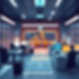 A futuristic office space with advanced technology