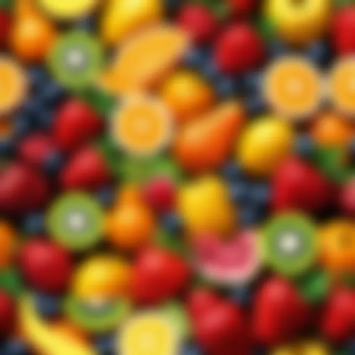 Colorful fruits arranged in a pattern