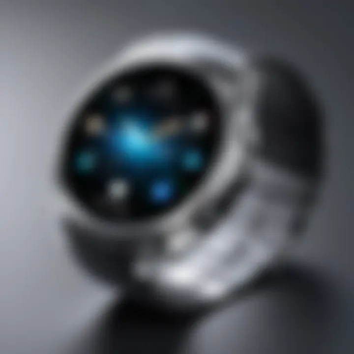 Innovative technology features of the AO Smart Watch highlighted on a digital interface.