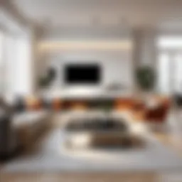 Modern minimalist apartment interior showcasing open space