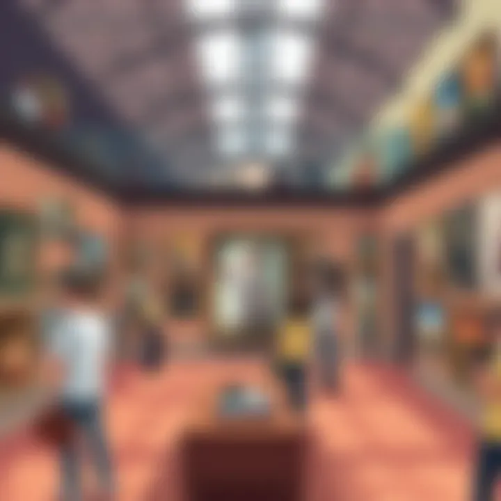 Cultural Significance in Art An art gallery showcasing diverse artworks, highlighting cultural context