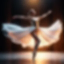 Graceful ballet dancer leaping in mid-air with ethereal lighting