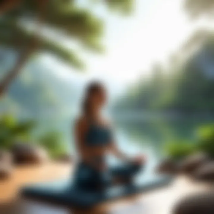 Mindfulness meditation session with calming nature background