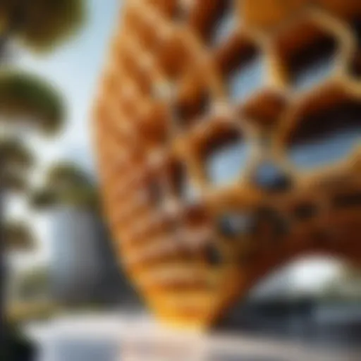 A building inspired by honeycomb structures showcasing efficient space use