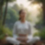 Woman meditating in nature with a serene expression