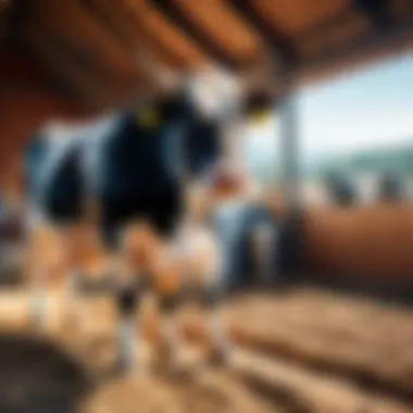 Close-up of a cow emitting methane gas in a barn