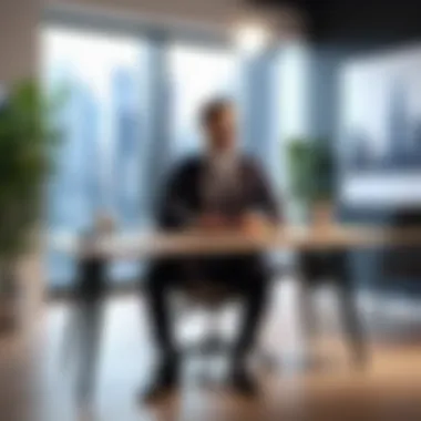 An individual confidently preparing for a job interview in a stylish setting