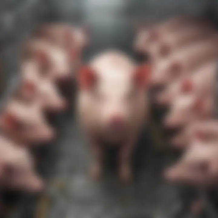 Pig in a cramped factory farming space