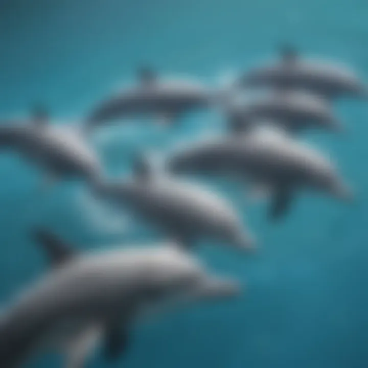 Dolphin Pod Swimming in Synchronized Formation