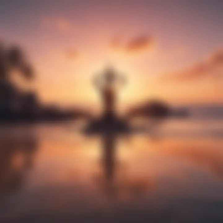 Person Practicing Yoga on Beach at Sunset