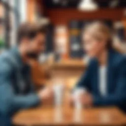 A vibrant discussion at a coffee shop