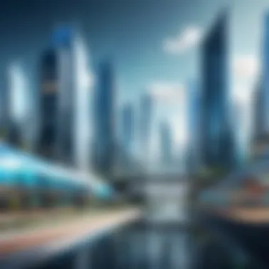 Futuristic Urban Landscape A futuristic city skyline showcasing advanced architecture and technology