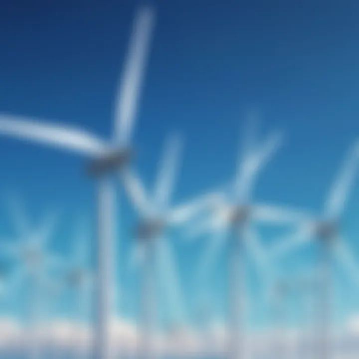 Wind turbines generating clean energy on a breezy day