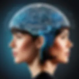 Conceptual illustration of growth mindset versus fixed mindset