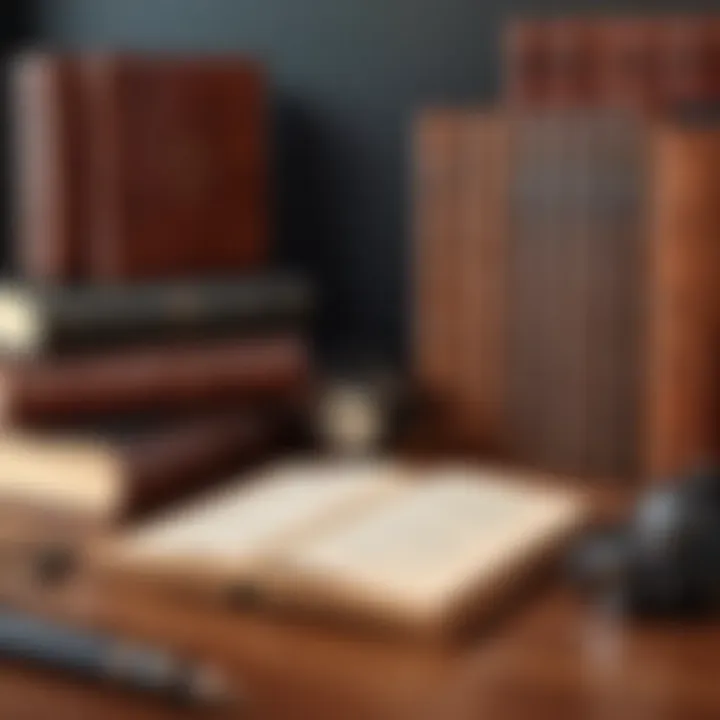 Vintage Library with Leather-Bound Books