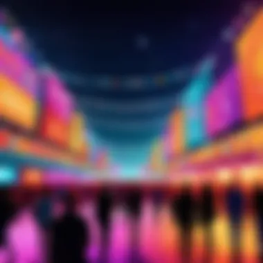 A vibrant festival atmosphere with colorful decorations