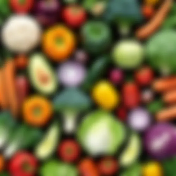 Diverse assortment of low-carb vegetables