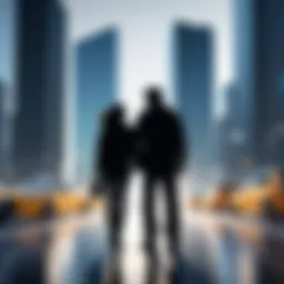 Illustration depicting two silhouettes walking together symbolizing companionship and support