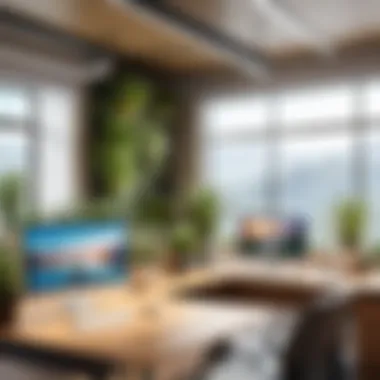 Enhancing Workspaces with Fresh Air Plants A serene workspace enhanced by the presence of fresh air plants