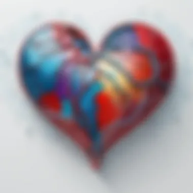 Interconnected Emotions Artwork Artistic interpretation of interconnected emotions on a heart map
