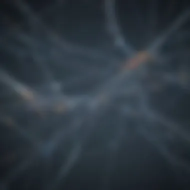 Interconnected Abstract Strings Illustration of abstract strings interconnecting various particles