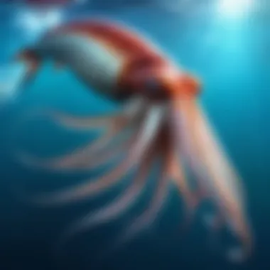 Mysterious deep-sea giant squid in its natural habitat