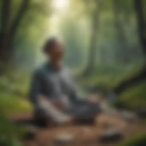 Person practicing mindfulness meditation in nature