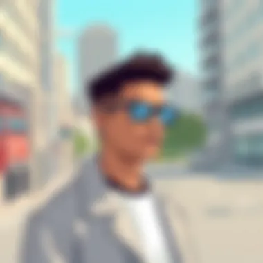 Miasto Glasses in Contemporary Urban Fashion A stylish individual wearing Miasto glasses in an urban setting