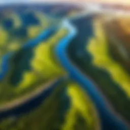 Aerial view showcasing diverse global landscapes