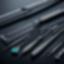 A detailed view of an ophthalmic surgical instrument set