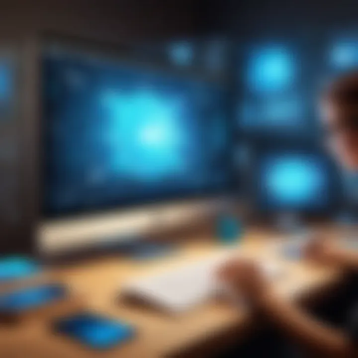 An artist using digital tools to create innovative artwork.