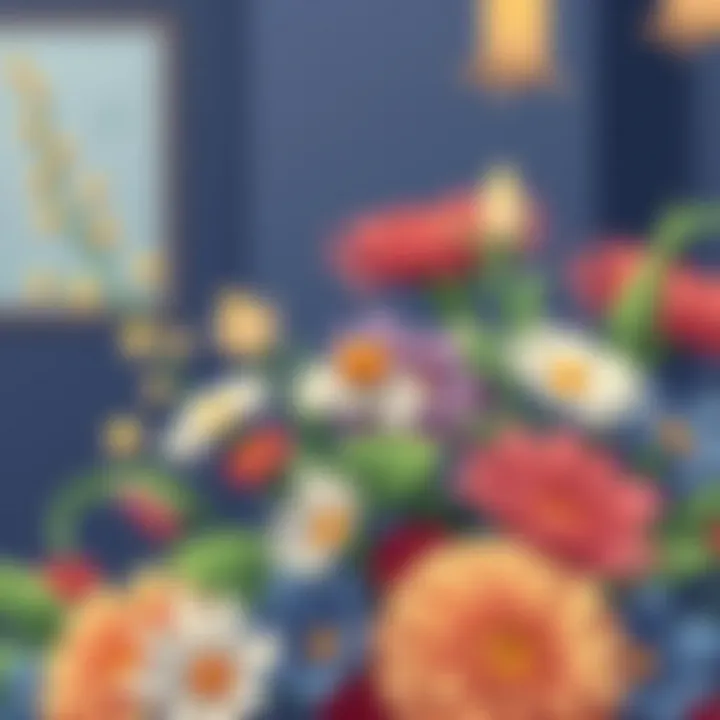 Centerpiece of Innovation A close-up of a floral centerpiece that merges traditional and modern techniques