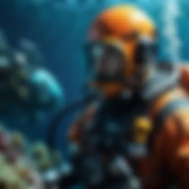 Deep-Sea Research Conducted A deep-sea diver conducting research at the ocean floor