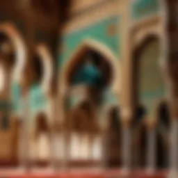 An expansive view of a historic mosque showcasing intricate architectural details.