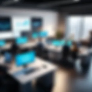 Collaboration in a Flexible Work Environment Diverse workspace with employees collaborating