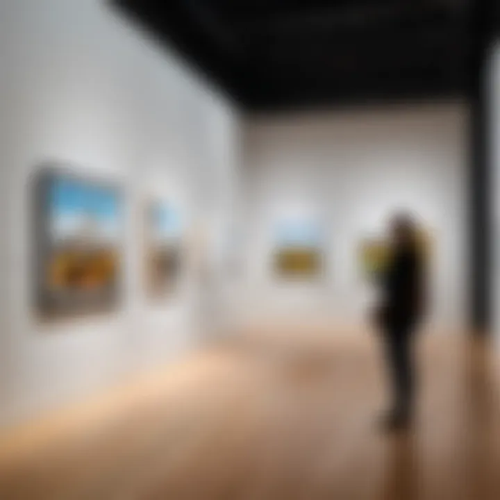 A visitor admiring an exhibition at a prestigious New York art museum