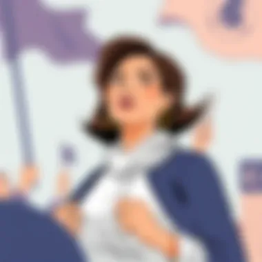 Illustration of a female figure leading a social movement