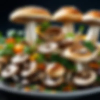 Culinary Delights with Mushrooms A vibrant dish featuring mushrooms as a central ingredient, beautifully arranged for culinary appeal