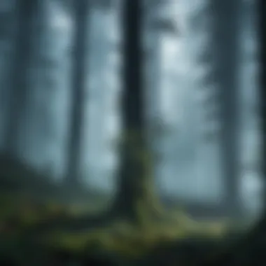 Haunting Whispers of the Forest An eerie fog enveloping a dark forest