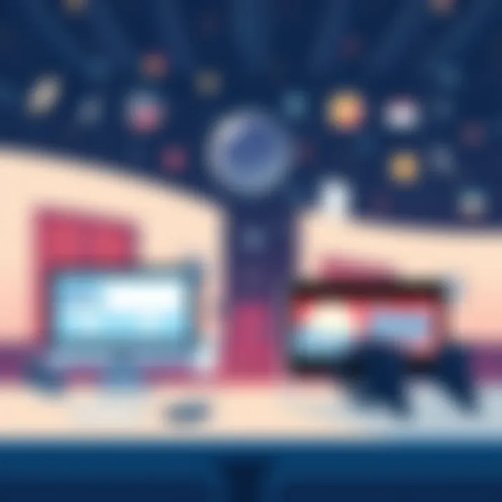 An artistic representation of the transition from traditional cinema to online video consumption.