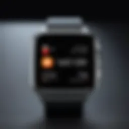 A close-up of a modern smartwatch displaying notifications and time.