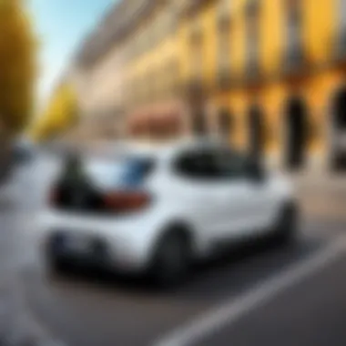 Zip Car in the Heart of Urban France A Zip Car parked in a vibrant urban setting in France, showcasing the convenience of car sharing.