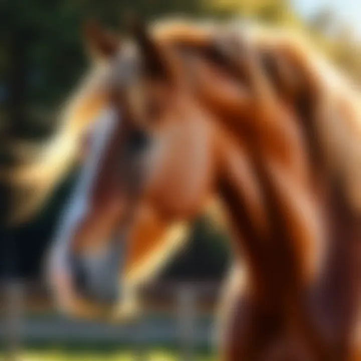 Beautiful horse showcasing its flowing mane under the sunlight