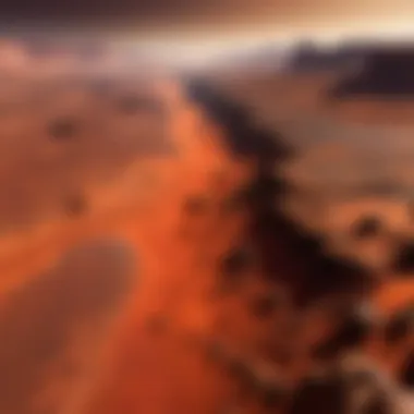 The Iconic Landscape of Mars A detailed illustration of Mars' landscape featuring its iconic red soil and rocky terrain.