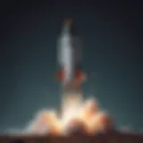 Creative illustration of a rocket launching for fundraising success