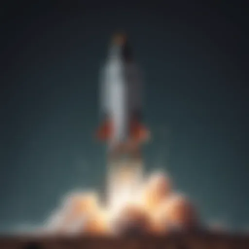 Creative illustration of a rocket launching for fundraising success