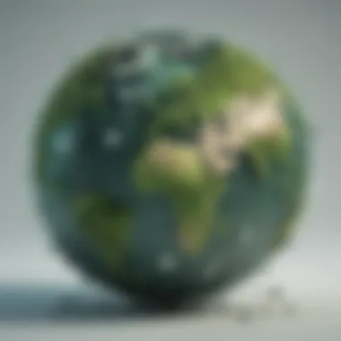 Abstract visualization of global collaboration through interconnected puzzle pieces forming a green globe