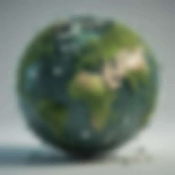 Abstract visualization of global collaboration through interconnected puzzle pieces forming a green globe